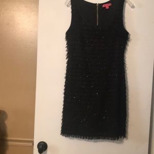 Black fringe Betsey Johnson dress NWOT